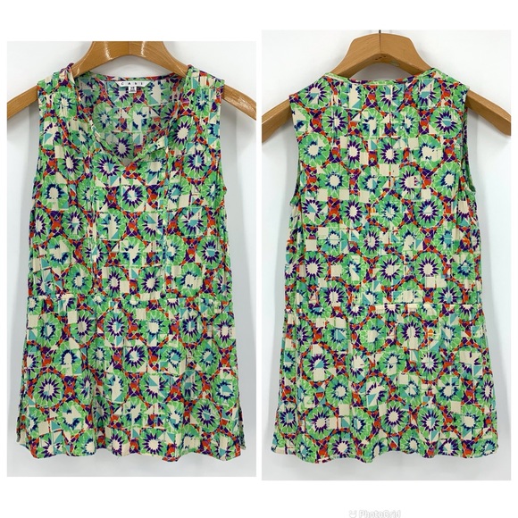 Cabi Green and Purple Vintage #316 Kaleidoscope Sleeveless Blouse, XS - Picture 14 of 16